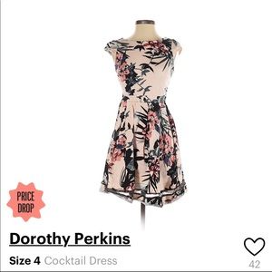 Size 4 floral cocktail dress floral Dorthy Perkins